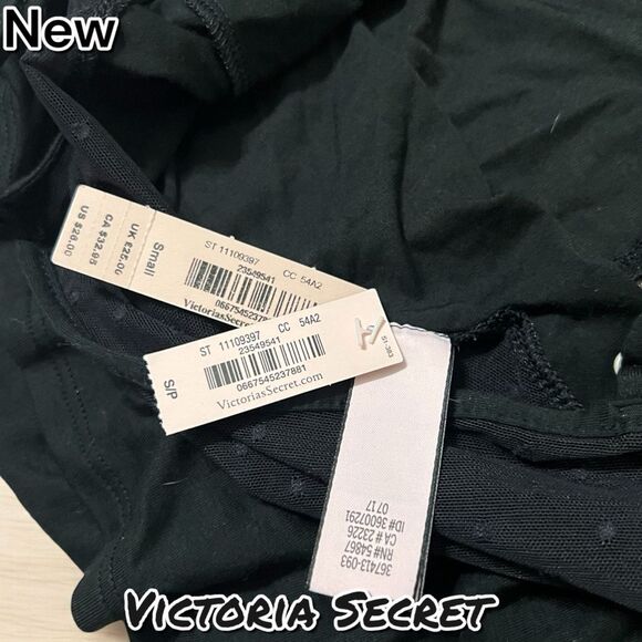 New NWT Victoria's Secret VS Lingerie Sleep Mesh Black Tank Top - Small - Picture 4 of 4